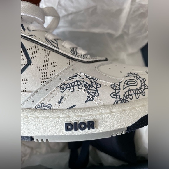 Christian Dior B27 White Navy Galaxy Paisley Calf leather Oblique sneakers NWT - Picture 8 of 8